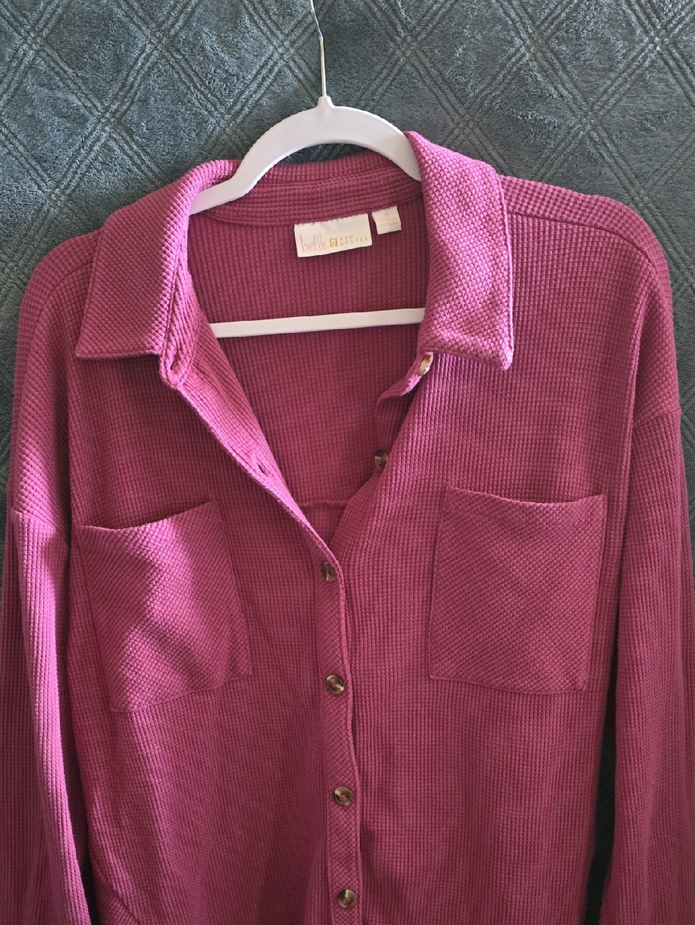 Belle Kim Gravel Button Up Shirt Size M - Picture 2 of 3